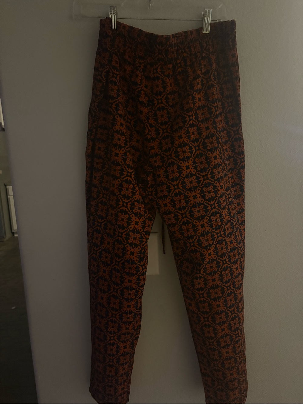 Forever 21 Black & Orange Floral-Patterned Chinos